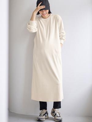 ストレッチリブAラインワンピース　マタニティ・授乳服【出産後も長く使える】10586