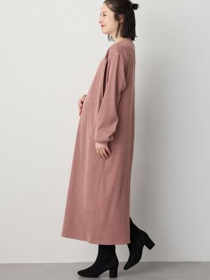 マタニティ ワンピース|ストレッチリブAラインワンピース　マタニティ・授乳服【出産後も長く使える】|ピンク