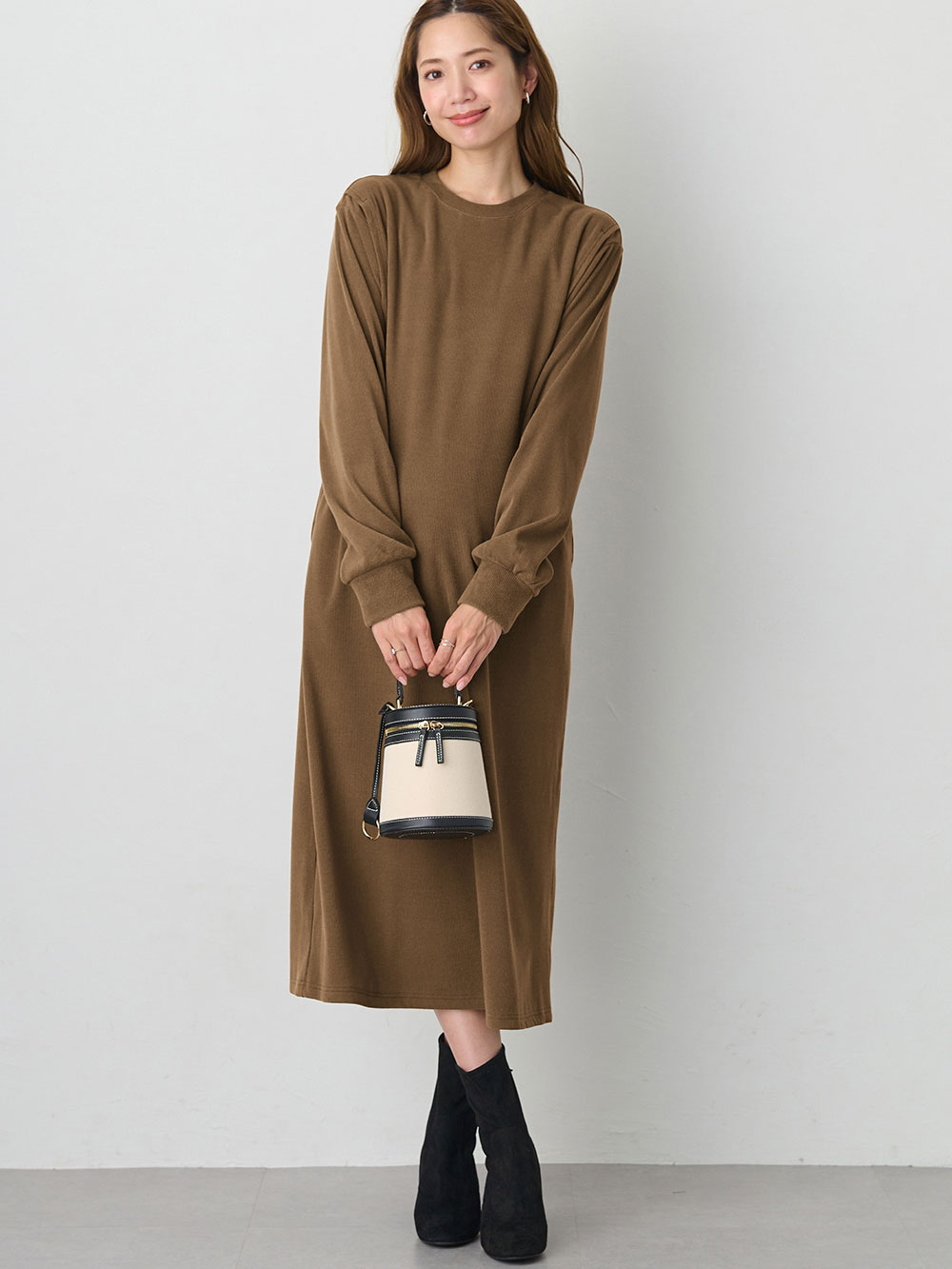 マタニティ ワンピース|ストレッチリブAラインワンピース　マタニティ・授乳服【出産後も長く使える】|カーキ