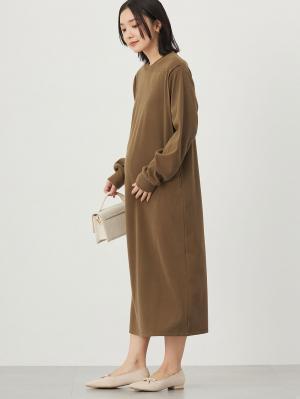 マタニティ ワンピース|ストレッチリブAラインワンピース　マタニティ・授乳服【出産後も長く使える】|カーキ
