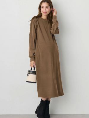 マタニティ ワンピース|ストレッチリブAラインワンピース　マタニティ・授乳服【出産後も長く使える】|カーキ