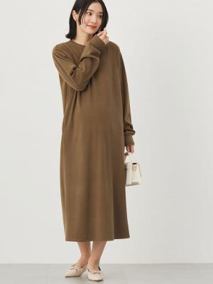 マタニティ ワンピース|ストレッチリブAラインワンピース　マタニティ・授乳服【出産後も長く使える】|カーキ