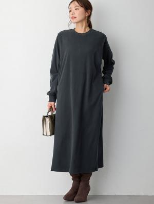 マタニティ ワンピース|ストレッチリブAラインワンピース　マタニティ・授乳服【出産後も長く使える】|チャコール（ロング丈）