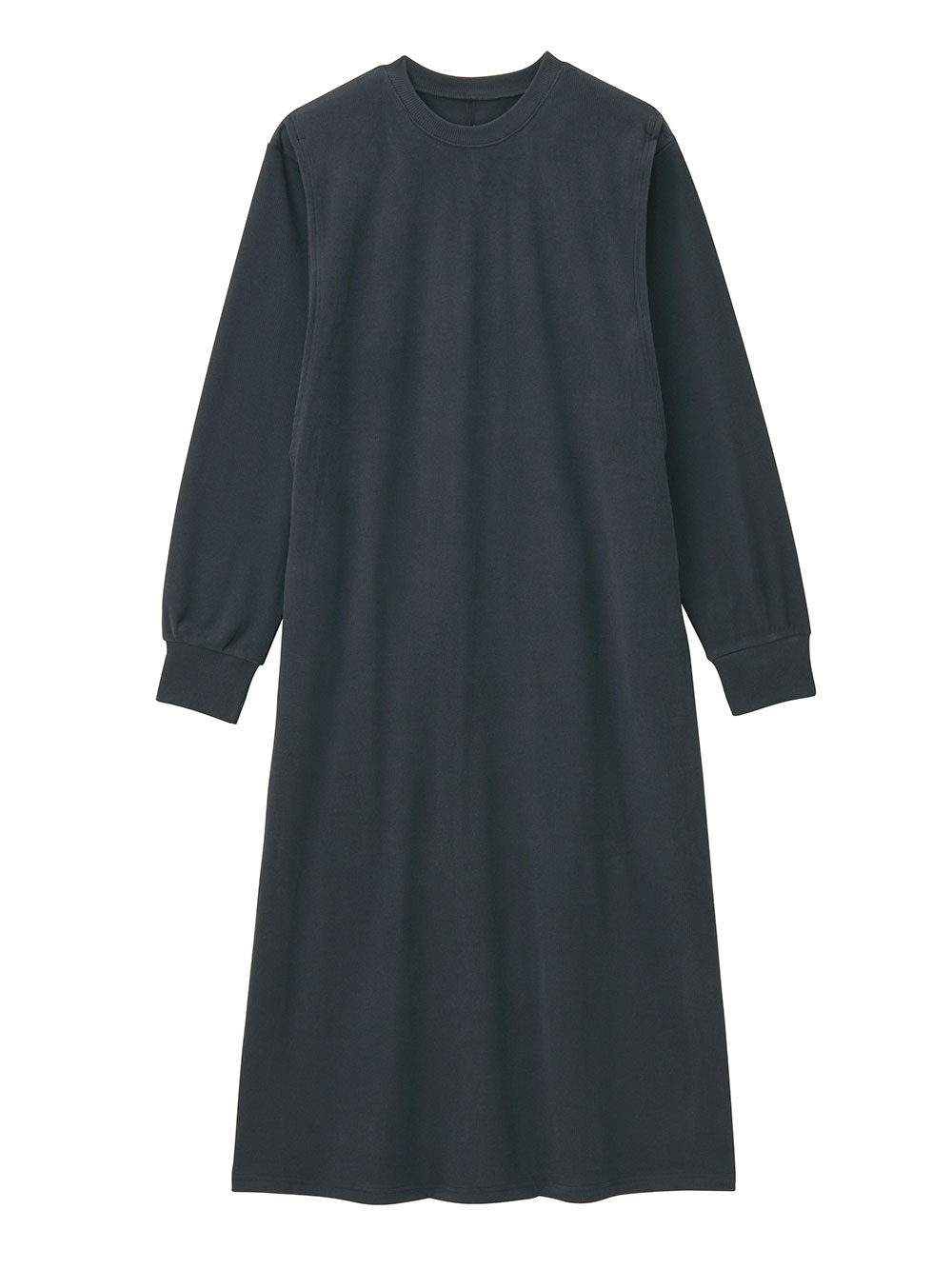 マタニティ ワンピース|ストレッチリブAラインワンピース　マタニティ・授乳服【出産後も長く使える】|チャコール（ロング丈）