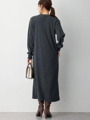 マタニティ ワンピース|ストレッチリブAラインワンピース　マタニティ・授乳服【出産後も長く使える】|チャコール（ロング丈）