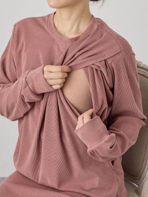 マタニティ ワンピース|ストレッチリブAラインワンピース　マタニティ・授乳服【出産後も長く使える】