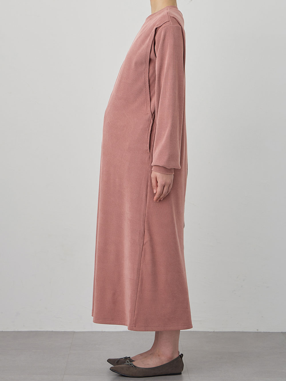 マタニティ ワンピース|ストレッチリブAラインワンピース　マタニティ・授乳服【出産後も長く使える】