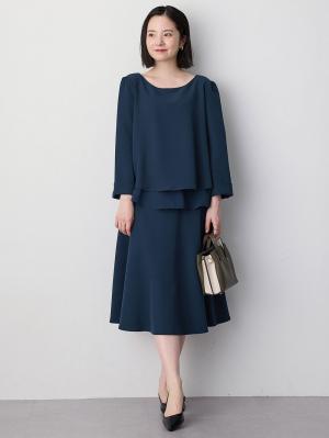 マタニティ スカート|ストレッチジョーゼットフレアスカート　マタニティ・産後【出産後も長く使える】|ネイビー