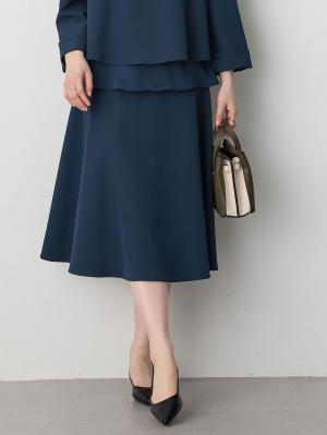 マタニティ スカート|ストレッチジョーゼットフレアスカート　マタニティ・産後【出産後も長く使える】|ネイビー