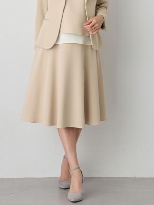 マタニティ スカート|ストレッチジョーゼットフレアスカート　マタニティ・産後【出産後も長く使える】|ベージュ