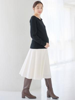 マタニティ スカート|ストレッチジョーゼットフレアスカート　マタニティ・産後【出産後も長く使える】|オフホワイト