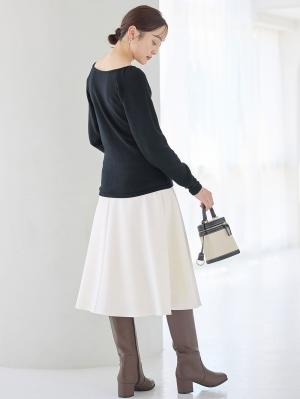 マタニティ スカート|ストレッチジョーゼットフレアスカート　マタニティ・産後【出産後も長く使える】|オフホワイト