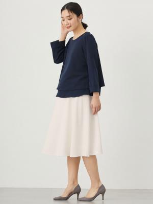 マタニティ スカート|ストレッチジョーゼットフレアスカート　マタニティ・産後【出産後も長く使える】|オフホワイト