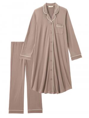 マタニティ パジャマ・ルームウェア|fairy（フェアリー）とろみらくちんパジャマ（サイドスリット開き）　マタニティ・授乳パジャマ【出産後も長く使える】|モカ