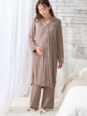 マタニティ パジャマ・ルームウェア|fairy（フェアリー）とろみらくちんパジャマ（サイドスリット開き）　マタニティ・授乳パジャマ【出産後も長く使える】|モカ