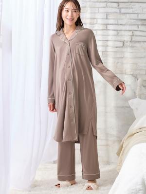 マタニティ パジャマ・ルームウェア|fairy（フェアリー）とろみらくちんパジャマ（サイドスリット開き）　マタニティ・授乳パジャマ【出産後も長く使える】|モカ