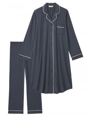 マタニティ パジャマ・ルームウェア|fairy（フェアリー）とろみらくちんパジャマ（サイドスリット開き）　マタニティ・授乳パジャマ【出産後も長く使える】|ブルーグレー