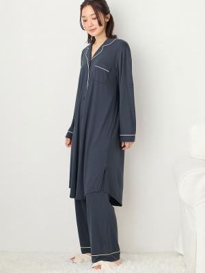 マタニティ パジャマ・ルームウェア|fairy（フェアリー）とろみらくちんパジャマ（サイドスリット開き）　マタニティ・授乳パジャマ【出産後も長く使える】|ブルーグレー