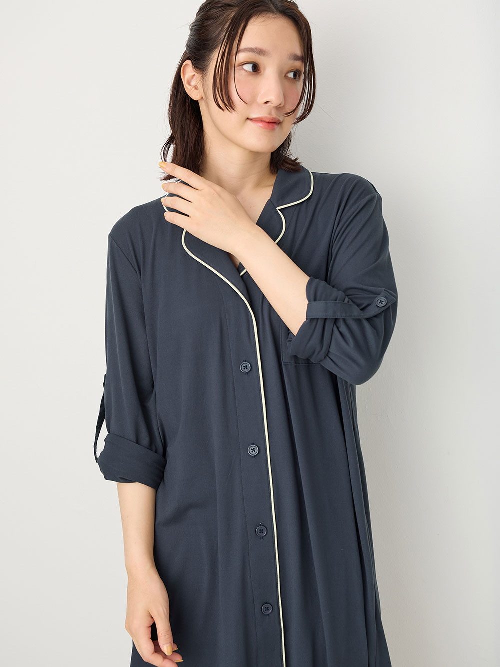 マタニティ パジャマ・ルームウェア|fairy（フェアリー）とろみらくちんパジャマ（サイドスリット開き）　マタニティ・授乳パジャマ【出産後も長く使える】|ブルーグレー