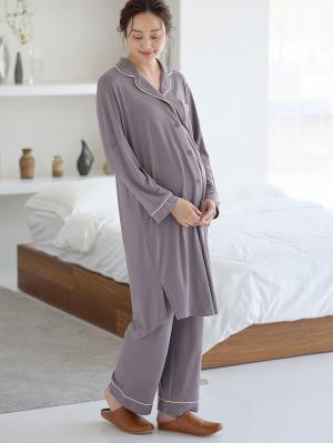 マタニティ パジャマ・ルームウェア|fairy（フェアリー）とろみらくちんパジャマ（サイドスリット開き）　マタニティ・授乳パジャマ【出産後も長く使える】|パープル