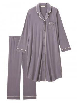 マタニティ パジャマ・ルームウェア|fairy（フェアリー）とろみらくちんパジャマ（サイドスリット開き）　マタニティ・授乳パジャマ【出産後も長く使える】|パープル