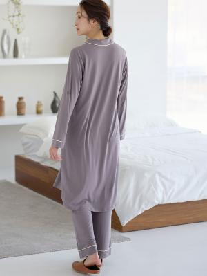 マタニティ パジャマ・ルームウェア|fairy（フェアリー）とろみらくちんパジャマ（サイドスリット開き）　マタニティ・授乳パジャマ【出産後も長く使える】|パープル