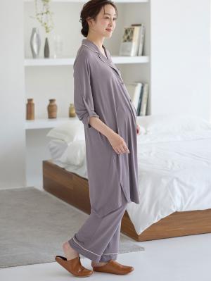 マタニティ パジャマ・ルームウェア|fairy（フェアリー）とろみらくちんパジャマ（サイドスリット開き）　マタニティ・授乳パジャマ【出産後も長く使える】|パープル