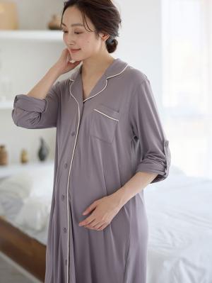 マタニティ パジャマ・ルームウェア|fairy（フェアリー）とろみらくちんパジャマ（サイドスリット開き）　マタニティ・授乳パジャマ【出産後も長く使える】|パープル