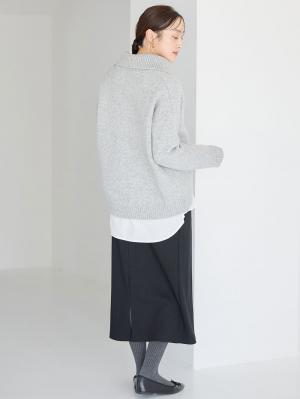 マタニティ スカート|【2丈から選べる】らくちん綿混ストレッチリブナロースカート　マタニティ・産後【出産後も長く使える】|ブラック（レギュラー丈）