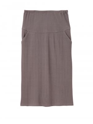 マタニティ スカート|【2丈から選べる】らくちん綿混ストレッチリブナロースカート　マタニティ・産後【出産後も長く使える】|チャコール（レギュラー丈）