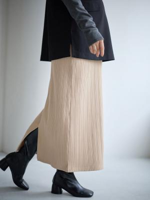 マタニティ スカート|【2丈から選べる】らくちん綿混ストレッチリブナロースカート　マタニティ・産後【出産後も長く使える】|ベージュ（ロング丈）