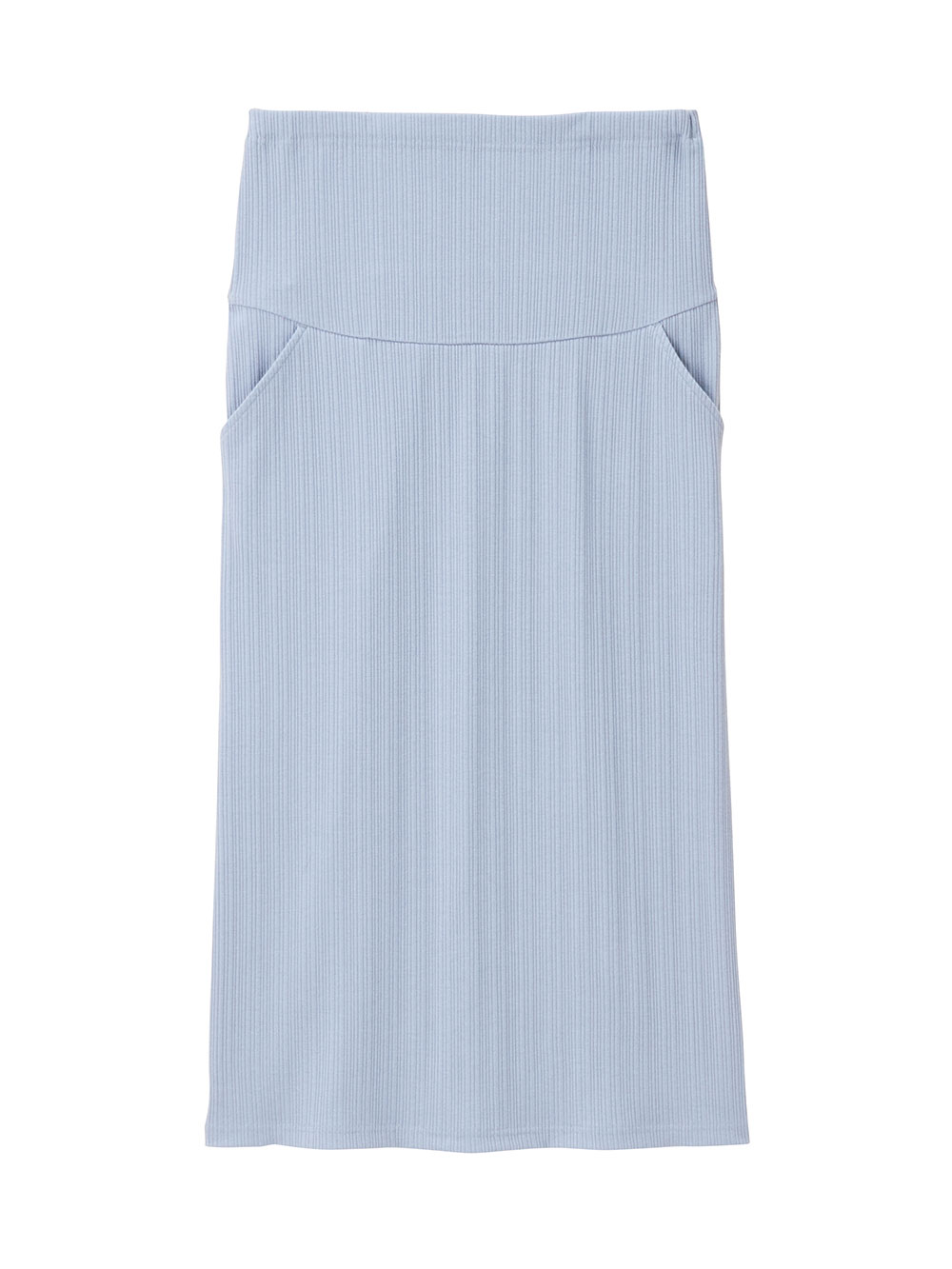 マタニティ スカート|【2丈から選べる】らくちん綿混ストレッチリブナロースカート　マタニティ・産後【出産後も長く使える】|ブルー（ロング丈）