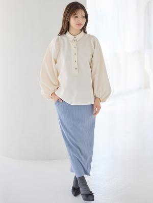 マタニティ スカート|【2丈から選べる】らくちん綿混ストレッチリブナロースカート　マタニティ・産後【出産後も長く使える】|ベージュ（ロング丈）