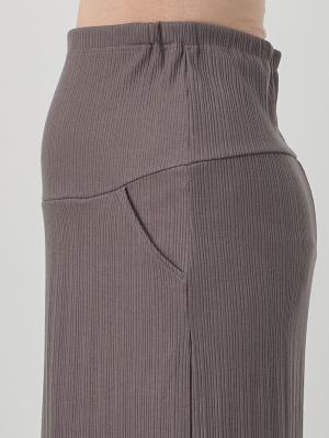 マタニティ スカート|【2丈から選べる】らくちん綿混ストレッチリブナロースカート　マタニティ・産後【出産後も長く使える】