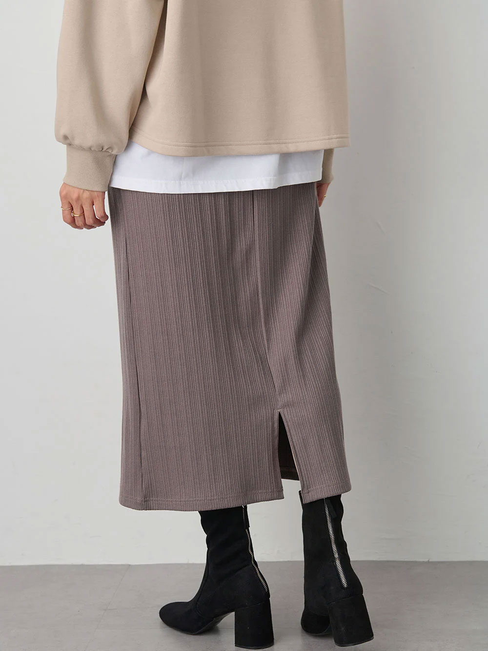 マタニティ スカート|【2丈から選べる】らくちん綿混ストレッチリブナロースカート　マタニティ・産後【出産後も長く使える】