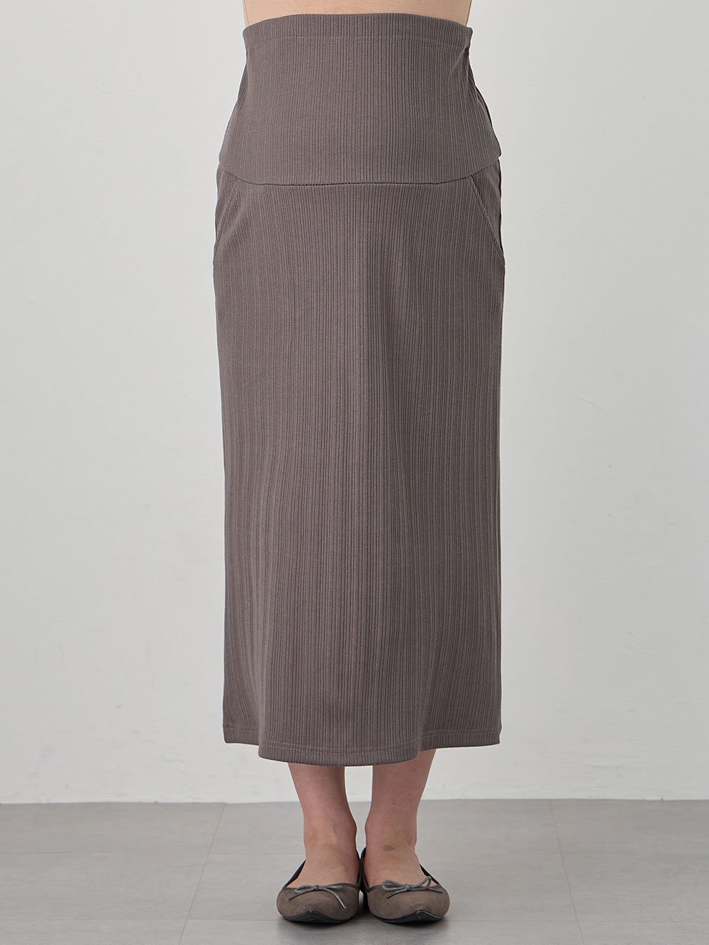 マタニティ スカート|【2丈から選べる】らくちん綿混ストレッチリブナロースカート　マタニティ・産後【出産後も長く使える】
