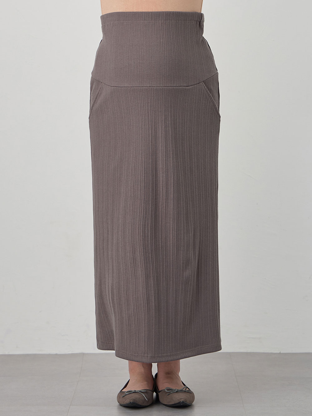 マタニティ スカート|【2丈から選べる】らくちん綿混ストレッチリブナロースカート　マタニティ・産後【出産後も長く使える】