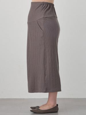 マタニティ スカート|【2丈から選べる】らくちん綿混ストレッチリブナロースカート　マタニティ・産後【出産後も長く使える】