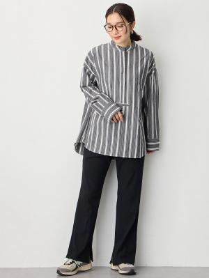 マタニティ パンツ|【2デザインから選べる】【ストレート・ワイド】らくちん綿混ストレッチリブパンツ マタニティ・産後【出産後も長く使える】|ブラック(ストレート)