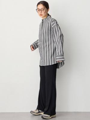 マタニティ パンツ|【2デザインから選べる】【ストレート・ワイド】らくちん綿混ストレッチリブパンツ マタニティ・産後【出産後も長く使える】|ブラック(ストレート)