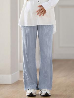 【2デザインから選べる】【ストレート・ワイド】らくちん綿混ストレッチリブパンツ　マタニティ・産後【出産後も長く使える】10591