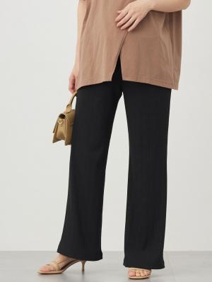 【2デザインから選べる】【ストレート・ワイド】らくちん綿混ストレッチリブパンツ　マタニティ・産後【出産後も長く使える】10591