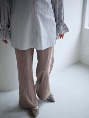 マタニティ パンツ|【2デザインから選べる】【ストレート・ワイド】らくちん綿混ストレッチリブパンツ マタニティ・産後【出産後も長く使える】|チャコール(ワイド)