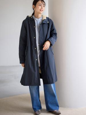 マタニティ アウター（コート）・ママコート|fairy（フェアリー）【あったか】【ダッカー付】フーデットママコート　マタニティ・産後服【出産後も長く使える】|ネイビー