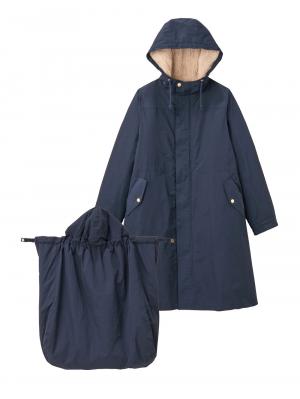 マタニティ アウター（コート）・ママコート|fairy（フェアリー）【あったか】【ダッカー付】フーデットママコート　マタニティ・産後服【出産後も長く使える】|ネイビー