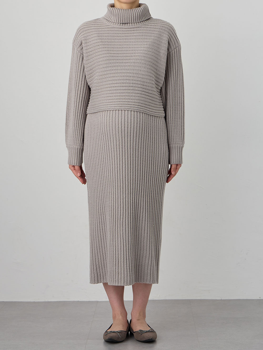 マタニティ ワンピース|Rosemadame（ローズマダム）リブ切替ニットワンピ　マタニティ・授乳服【産後まで長く使える】