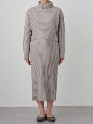 マタニティ ワンピース|Rosemadame（ローズマダム）リブ切替ニットワンピ　マタニティ・授乳服【産後まで長く使える】