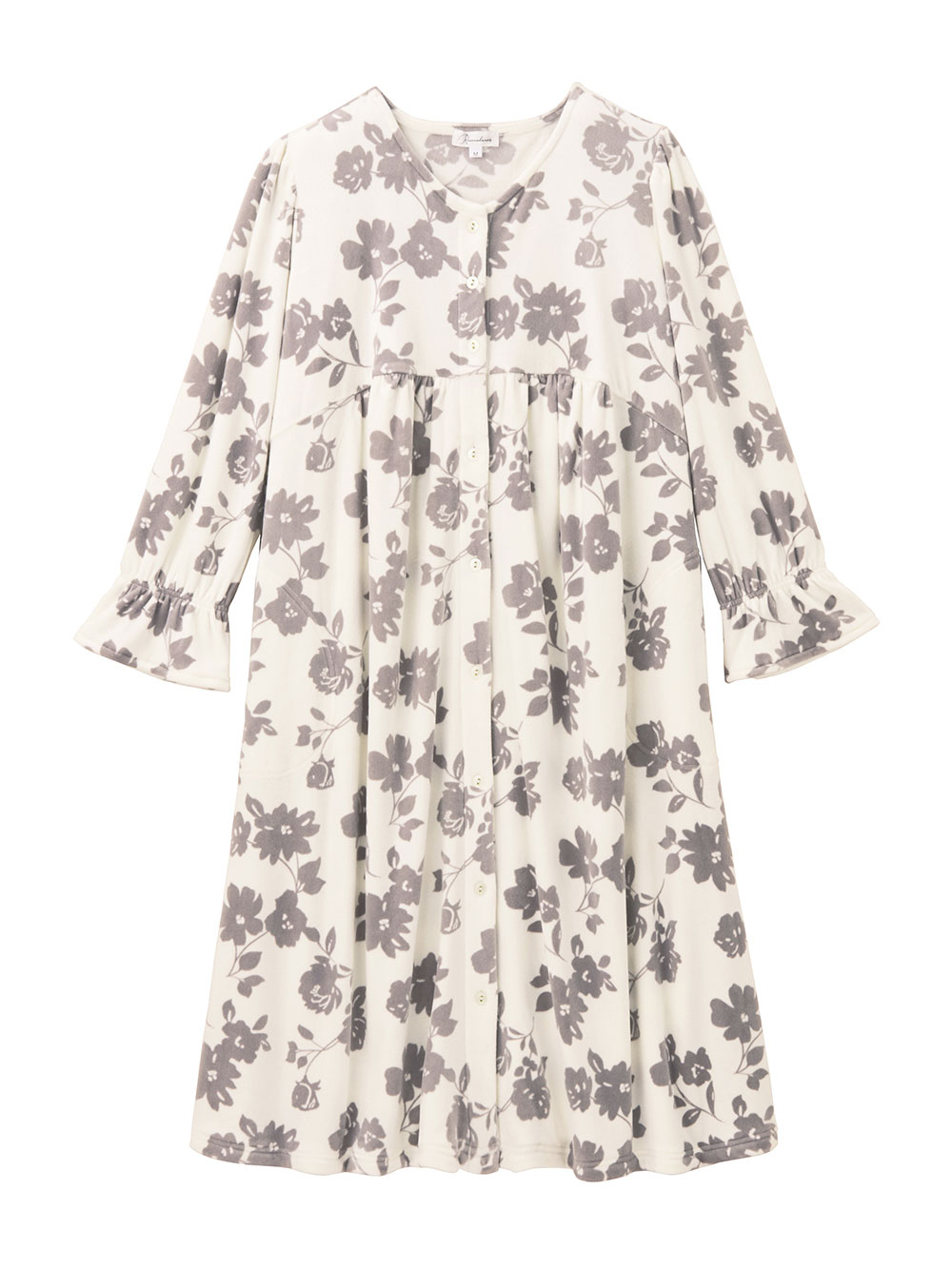 マタニティ パジャマ・ルームウェア|Rosemadame(ローズマダム)ストレッチベロア花柄ネグリジェ マタニティ・授乳パジャマ【産後まで長く使える】|オフ花柄