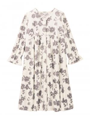 マタニティ パジャマ・ルームウェア|Rosemadame(ローズマダム)ストレッチベロア花柄ネグリジェ マタニティ・授乳パジャマ【産後まで長く使える】|オフ花柄