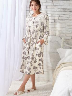 マタニティ パジャマ・ルームウェア|Rosemadame(ローズマダム)ストレッチベロア花柄ネグリジェ マタニティ・授乳パジャマ【産後まで長く使える】|オフ花柄